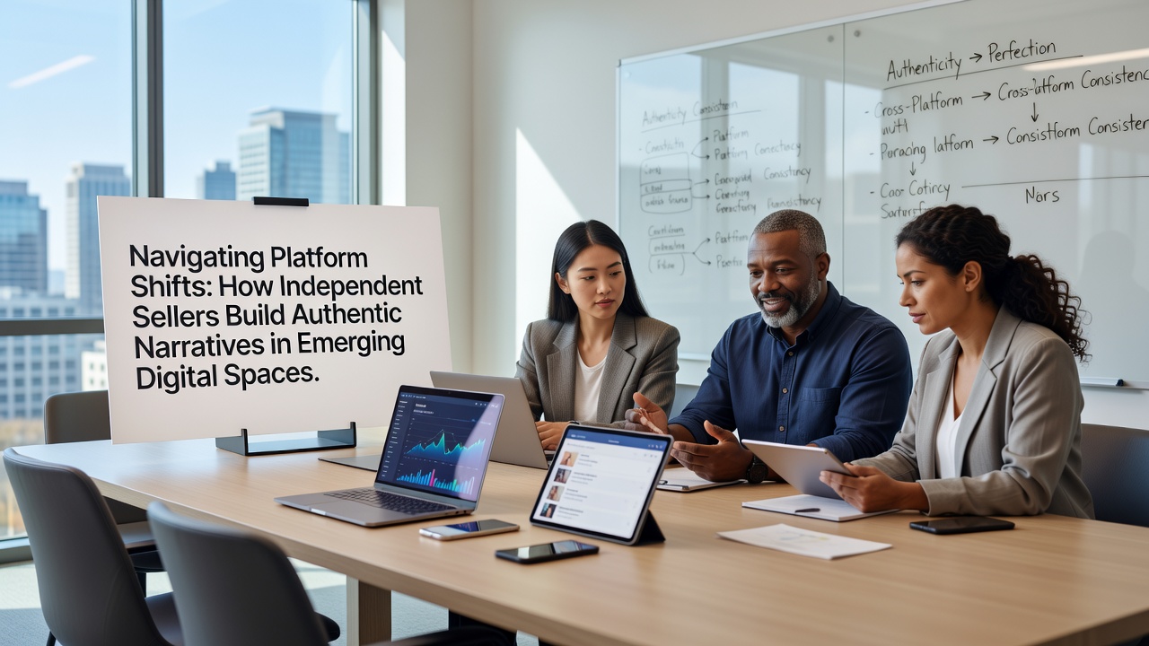 Sellers using analytics dashboards to refine authentic story elements on multiple platforms